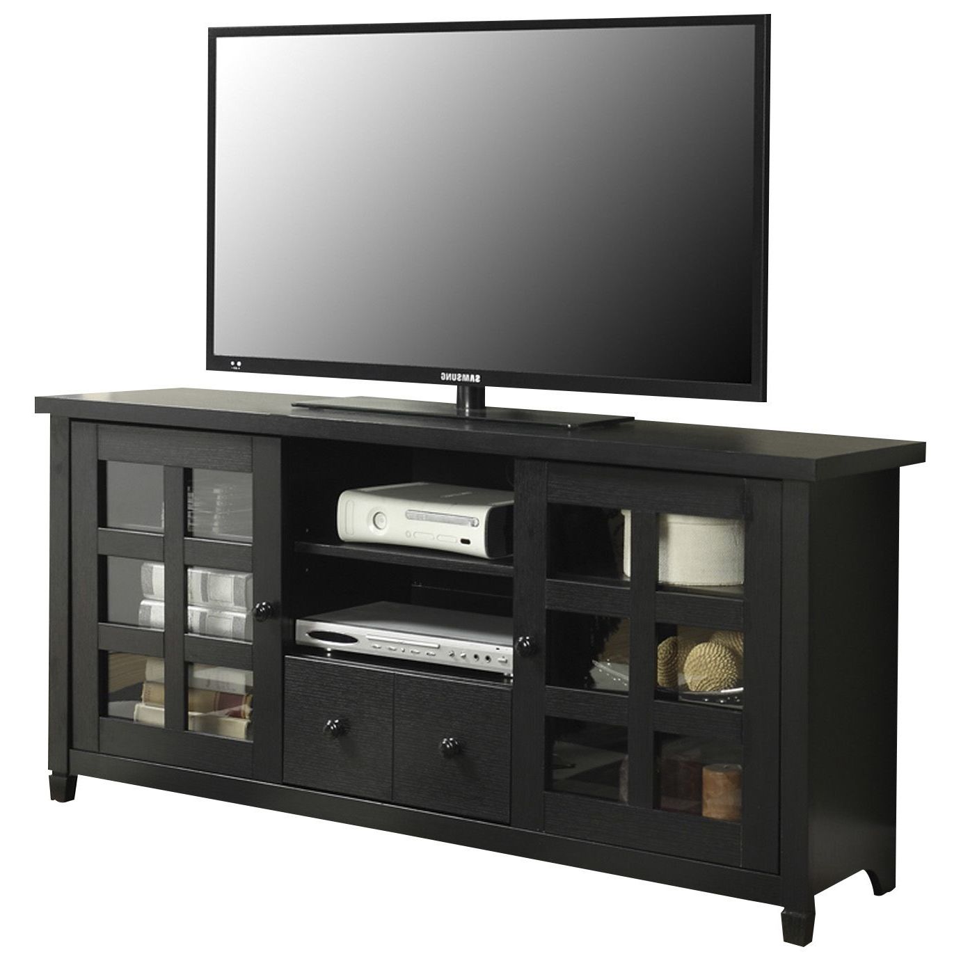 Convenience Concepts Newport Park Lane Tv Stand, Black With Convenience Concepts Newport Marbella 60" Tv Stands (Gallery 2 of 20)