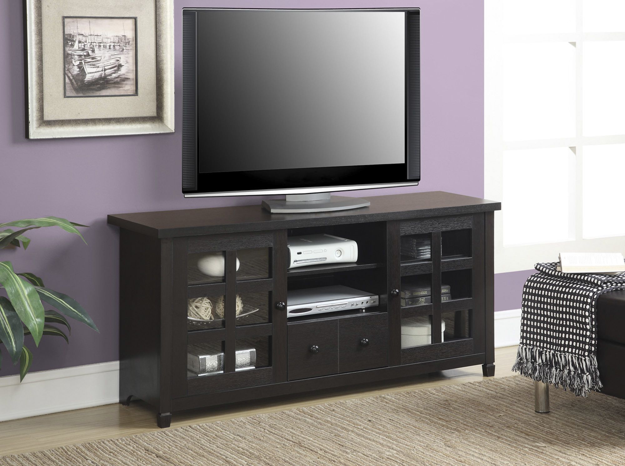 Convenience Concepts Newport Park Lane Tv Stand, Black With Convenience Concepts Newport Marbella 60" Tv Stands (Gallery 1 of 20)