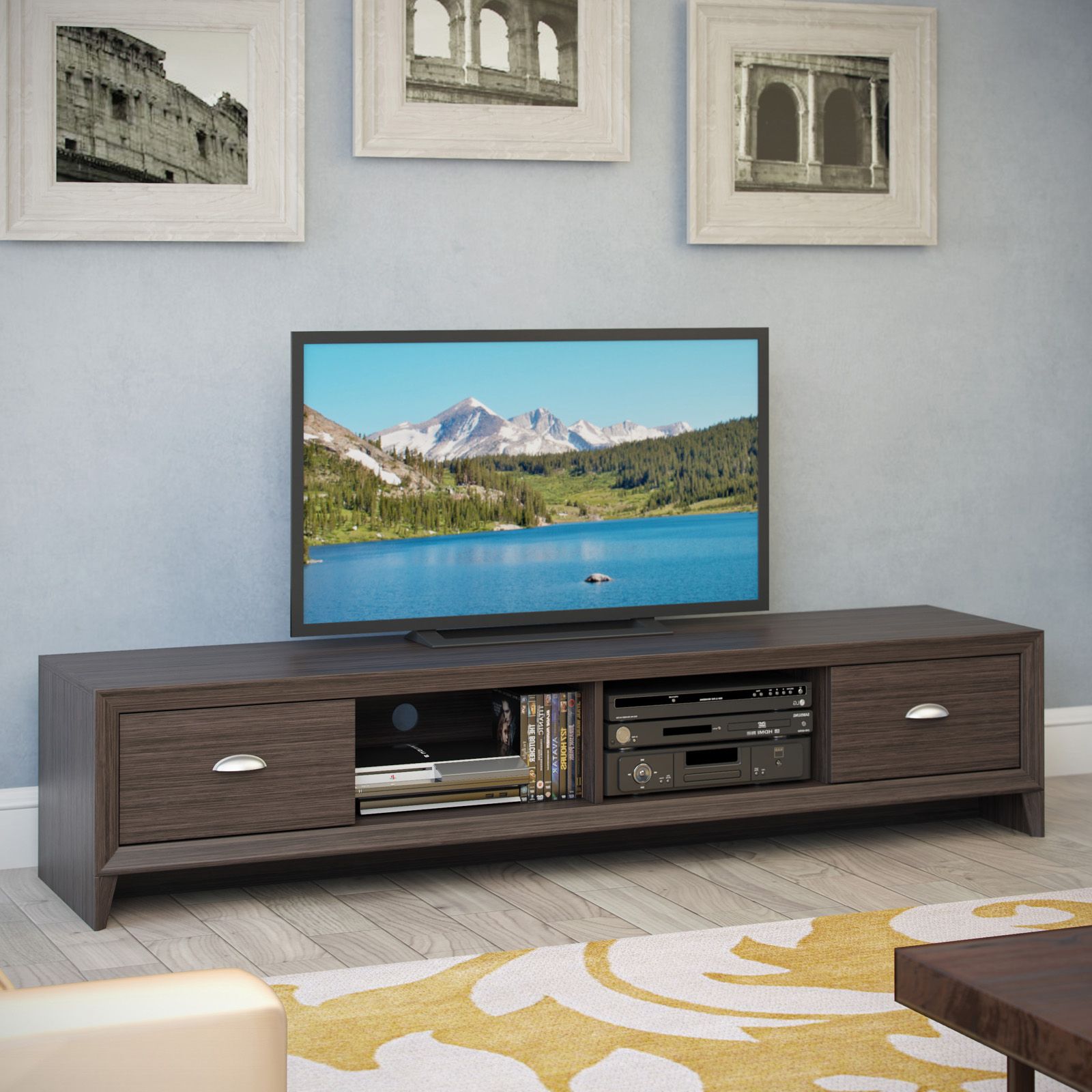 Corliving Tlk 872 B Lakewood Extra Wide Tv Bench – Modern Regarding Carbon Extra Wide Tv Unit Stands (View 2 of 20)