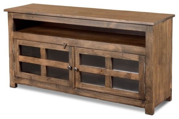 Crafters And Weavers Distressed Rustic Style 55 Inch Wide Throughout Rustic Country Tv Stands In Weathered Pine Finish (View 15 of 20)