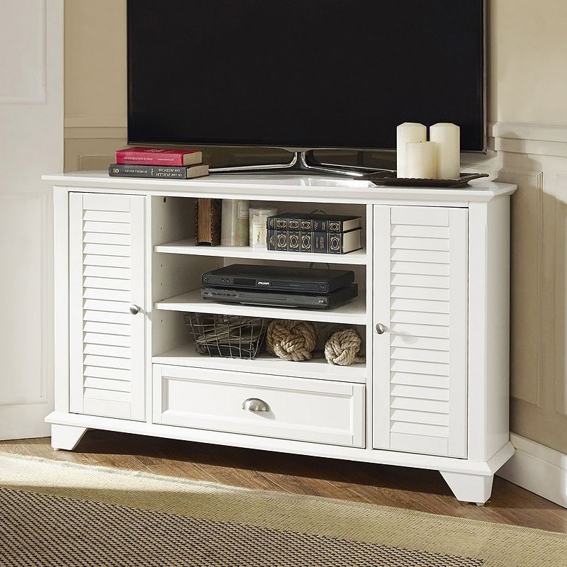 Crosley Furniture Palmetto 50 Inch Corner Tv Stand | White In Colleen Tv Stands For Tvs Up To 50" (Gallery 19 of 20)