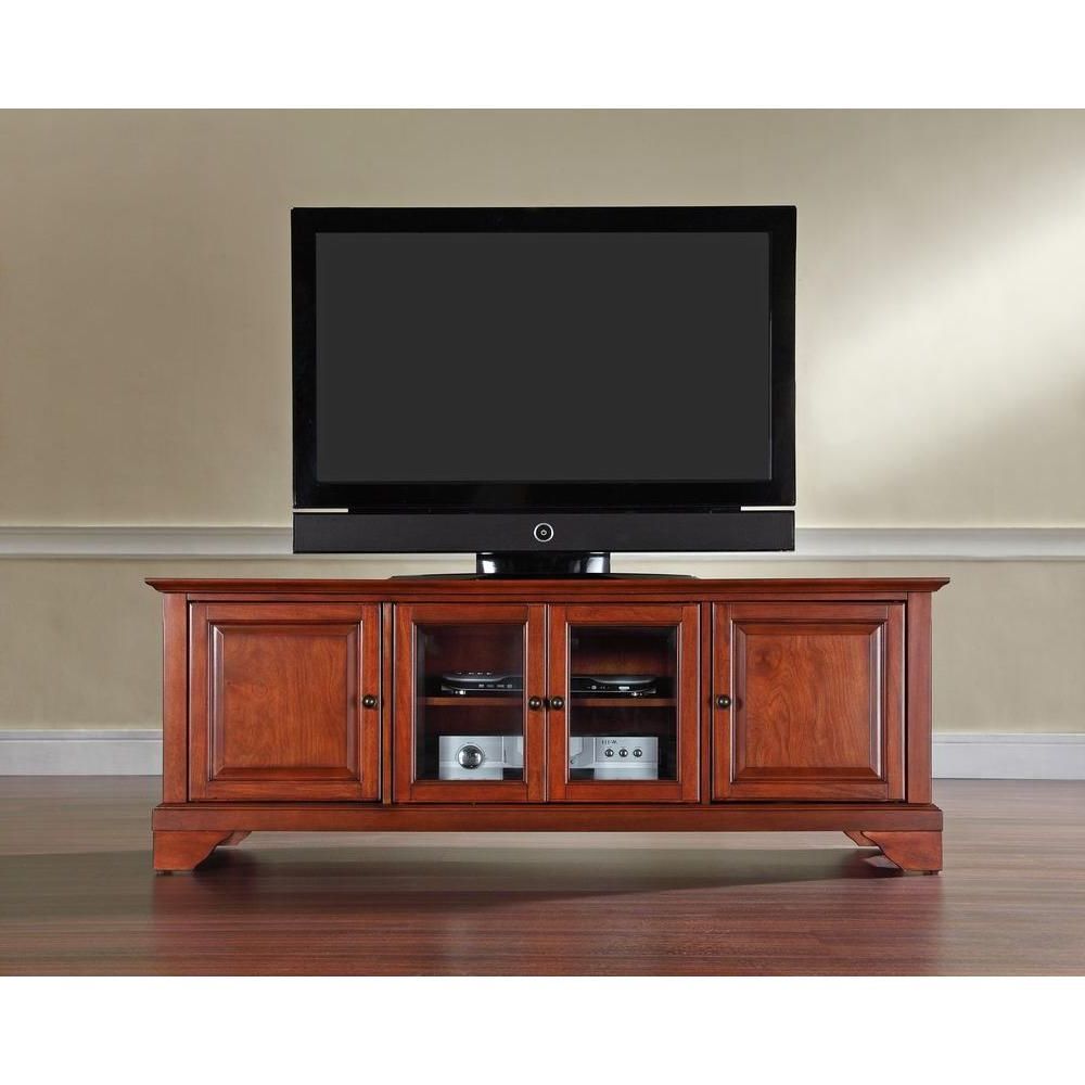 Crosley Lafayette 60 In. Cherry Wood Tv Stand Fits Tvs Up Inside Ahana Tv Stands For Tvs Up To 60&quot; (Gallery 2 of 20)