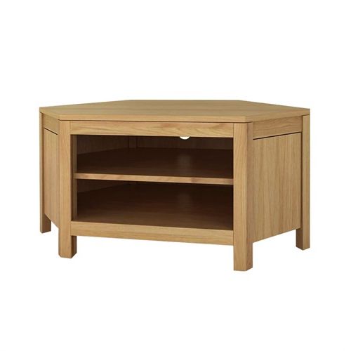 Ealing Oak 2 Shelf Corner Tv Stand – Up To 47" (j149) With In Cotswold Cream Tv Stands (View 4 of 20)