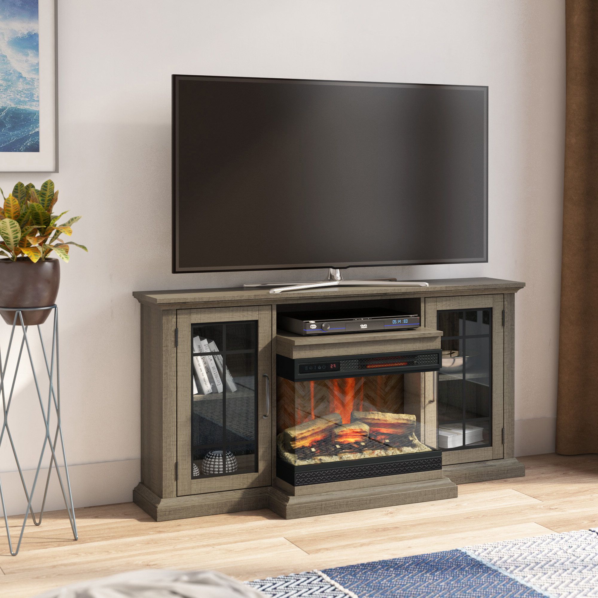 Electric Fireplace Tv Stand 65 Inch — Shermanscreek Throughout Lorraine Tv Stands For Tvs Up To 60" With Fireplace Included (View 6 of 20)