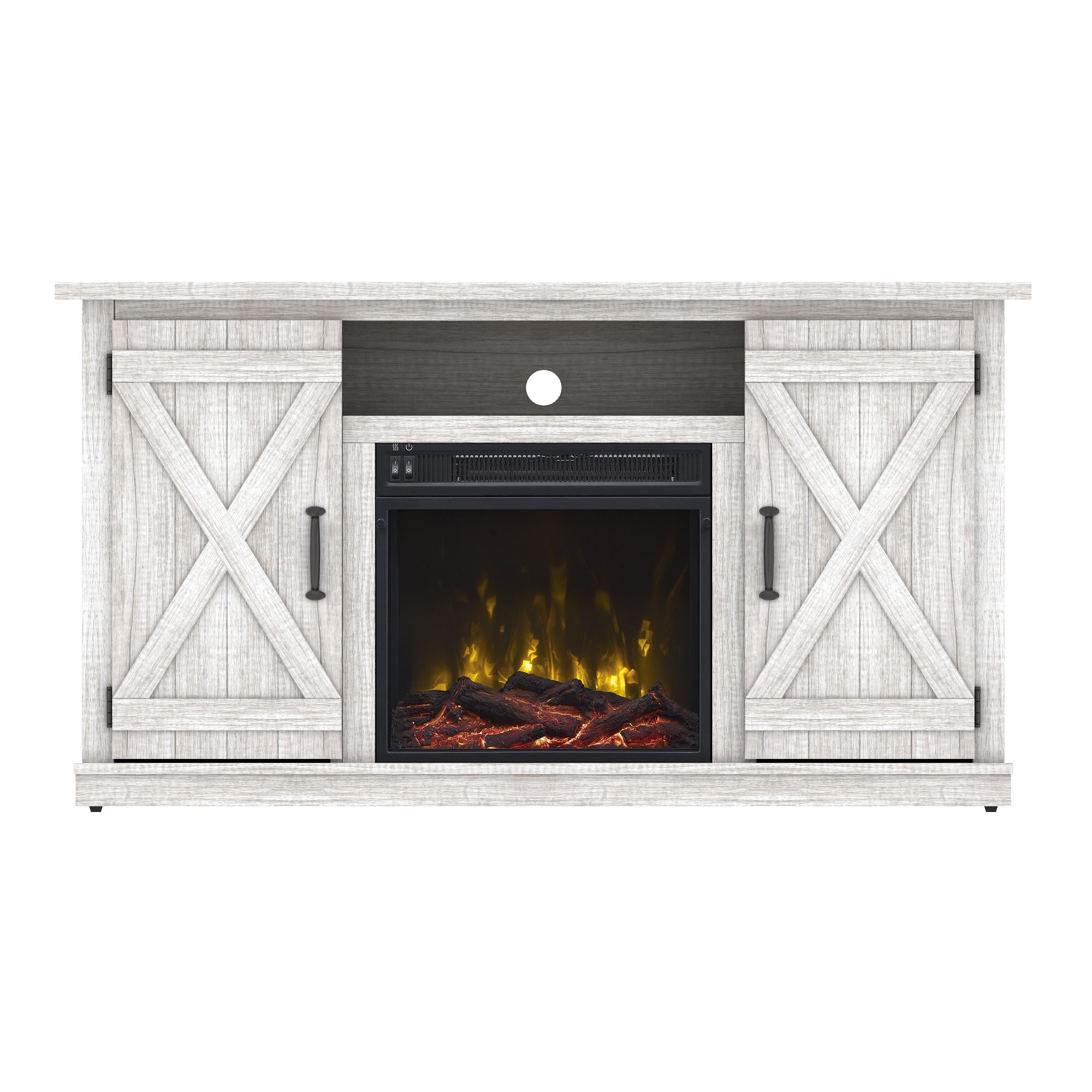 Electric Fireplace Tv Stand Wood Heater Media Pertaining To Twin Star Home Terryville Barn Door Tv Stands (View 11 of 20)