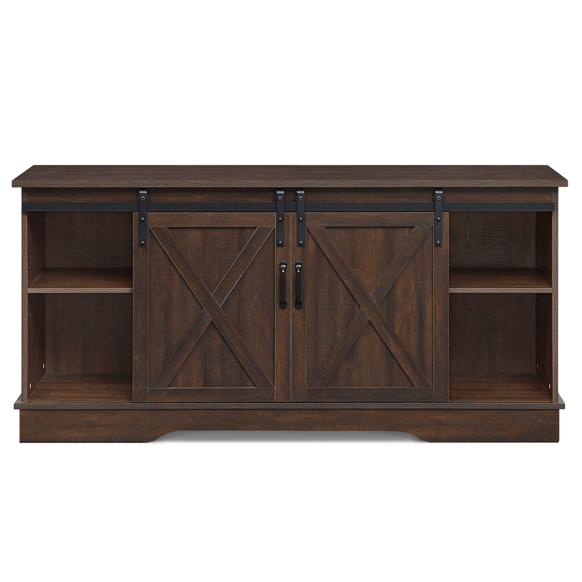Espresso 58"tv Stand W/sliding Barn Door Console Table Inside Jaxpety 58" Farmhouse Sliding Barn Door Tv Stands (Gallery 20 of 20)