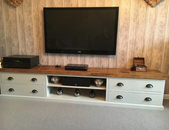 Extra Large Wide Rustic Painted Solid Wood Tv Media Unit Pertaining To Bromley Blue Wide Tv Stands (View 4 of 20)