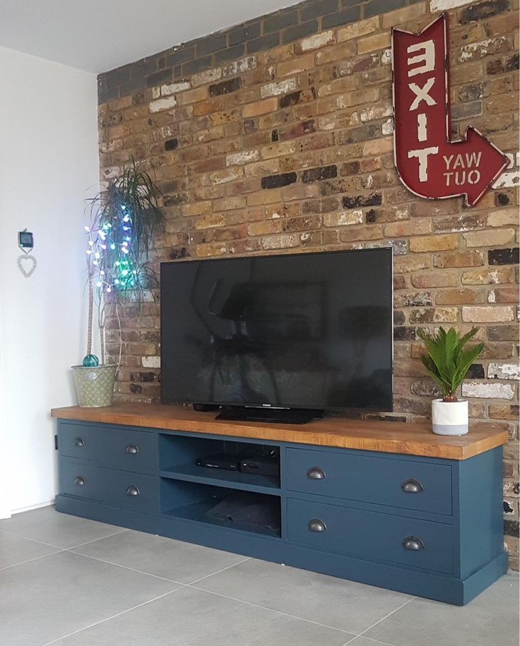 Extra Large Wide Rustic Painted Solid Wood Tv Media Unit With Regard To Carbon Extra Wide Tv Unit Stands (View 4 of 20)