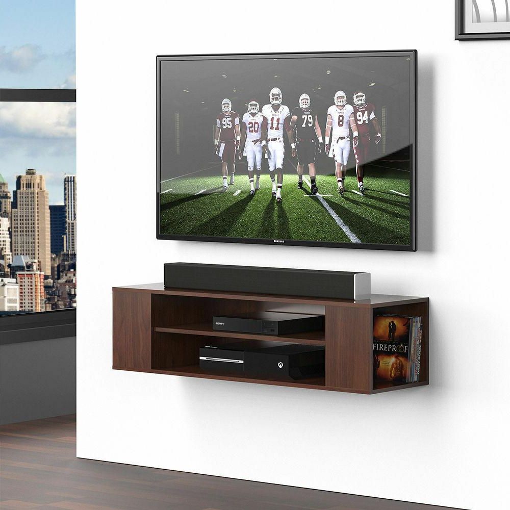 Fitueyes Wood Floating Shelves Wall Mount Media Center In Mainstays Payton View Tv Stands With 2 Bins (View 16 of 20)