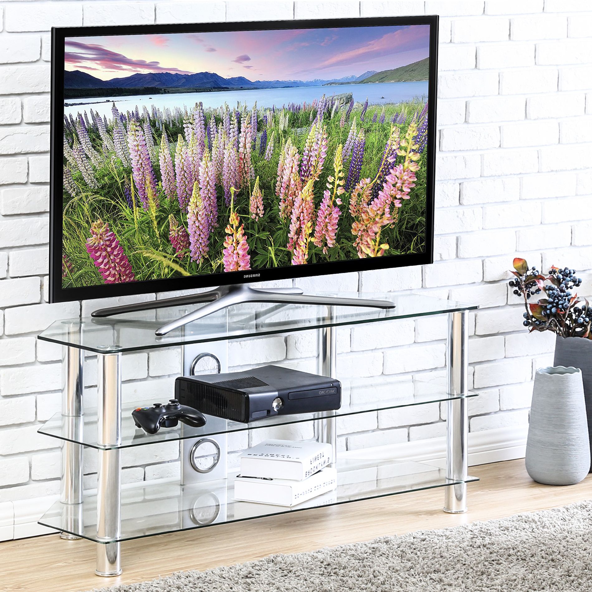 Fitueyes Wood Tv Stand Storage Console With Wheels For 23 With Regard To Maubara Tv Stands For Tvs Up To 43&quot; (Gallery 20 of 20)