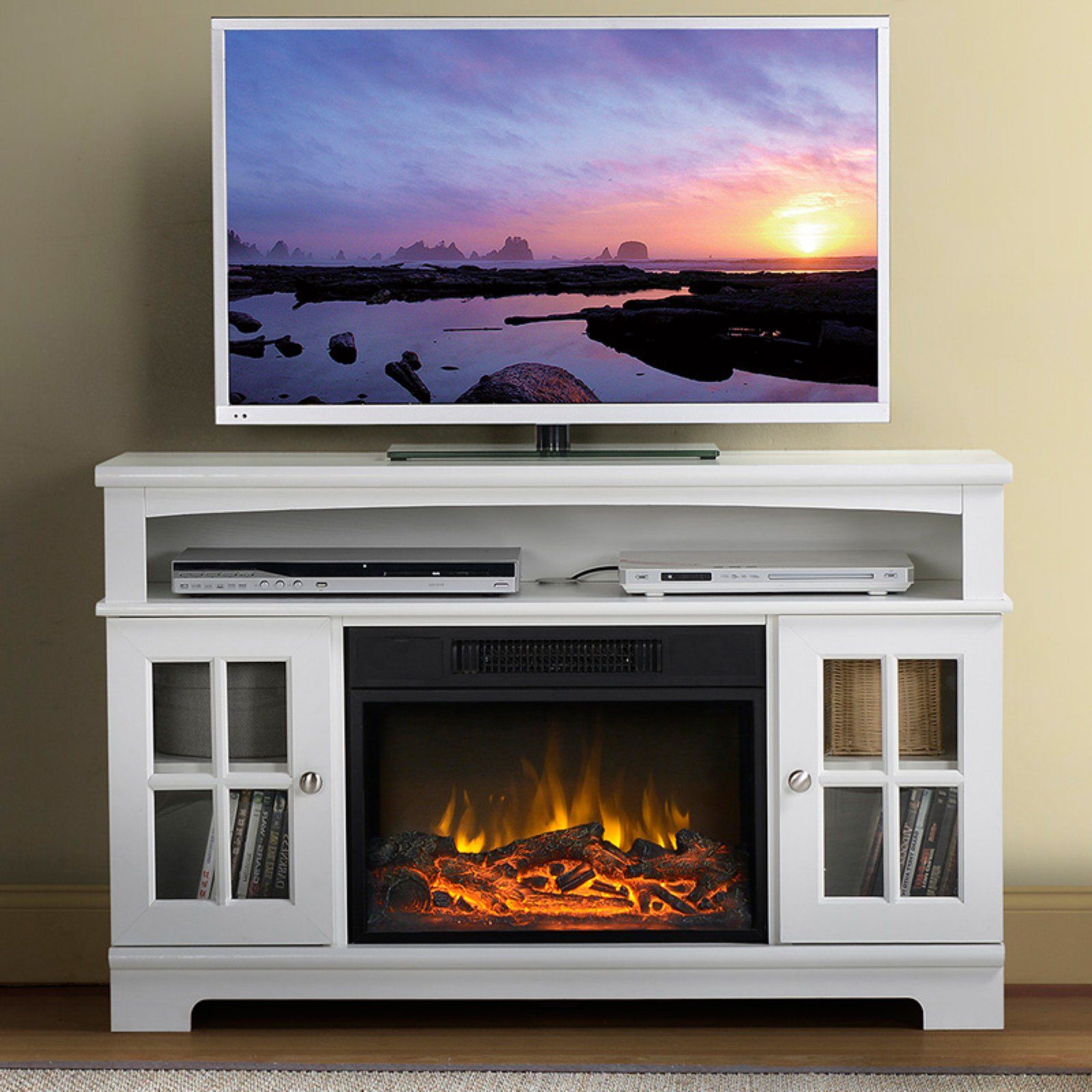 Flamelux Zarate 44.5" Wide Media Fireplace And Tv Stand In Pertaining To Anya Wide Tv Stands (Gallery 16 of 20)