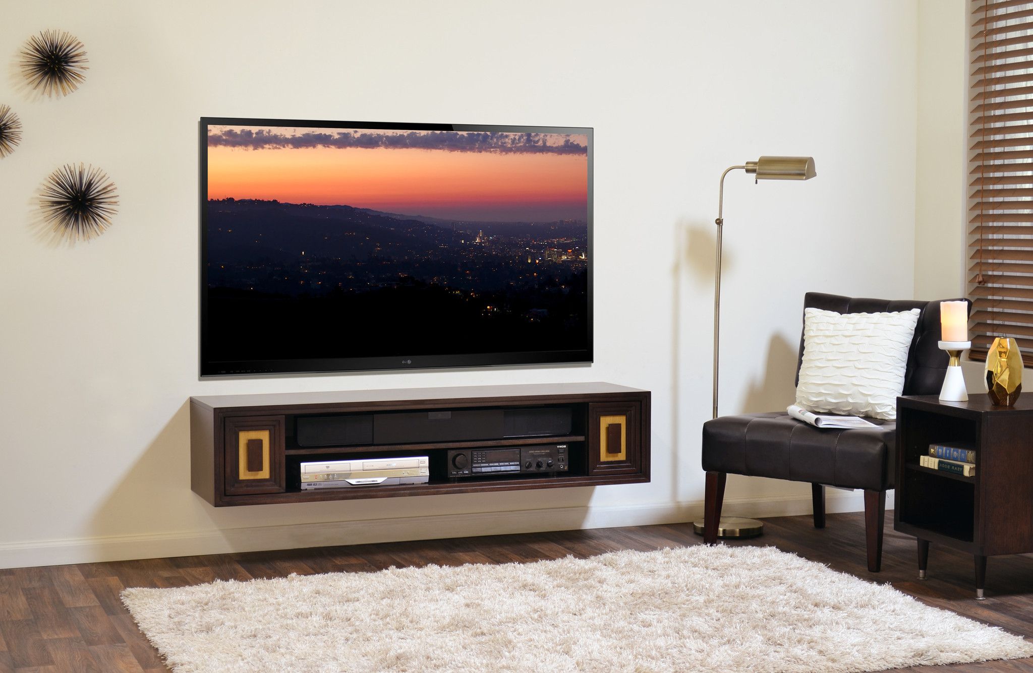 Floating Media Console: A Way To Display Your Tv With Pertaining To Tv Stands Cabinet Media Console Shelves 2 Drawers With Led Light (Gallery 19 of 20)