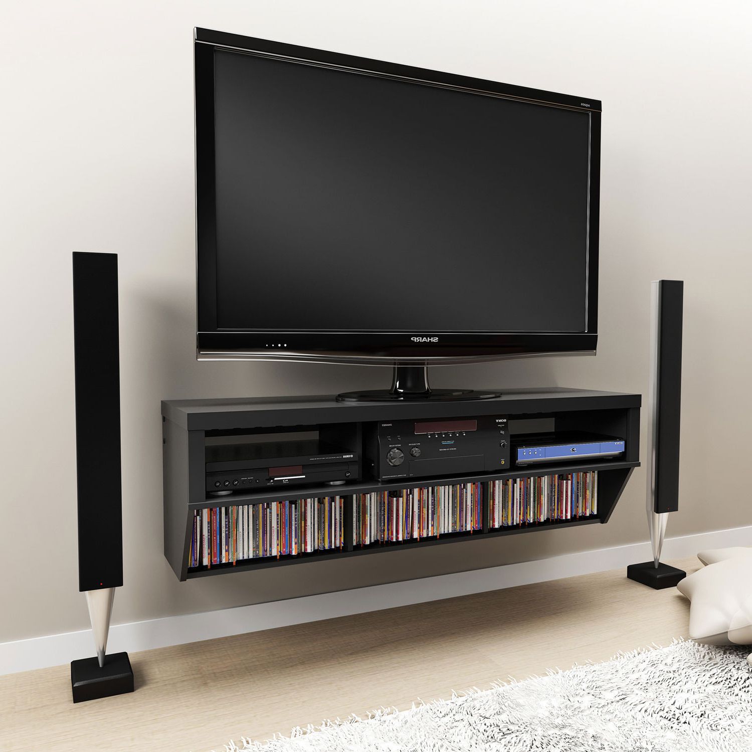 Floating Media Shelf Design – Homesfeed In Floating Tv Shelf Wall Mounted Storage Shelf Modern Tv Stands (Gallery 1 of 20)