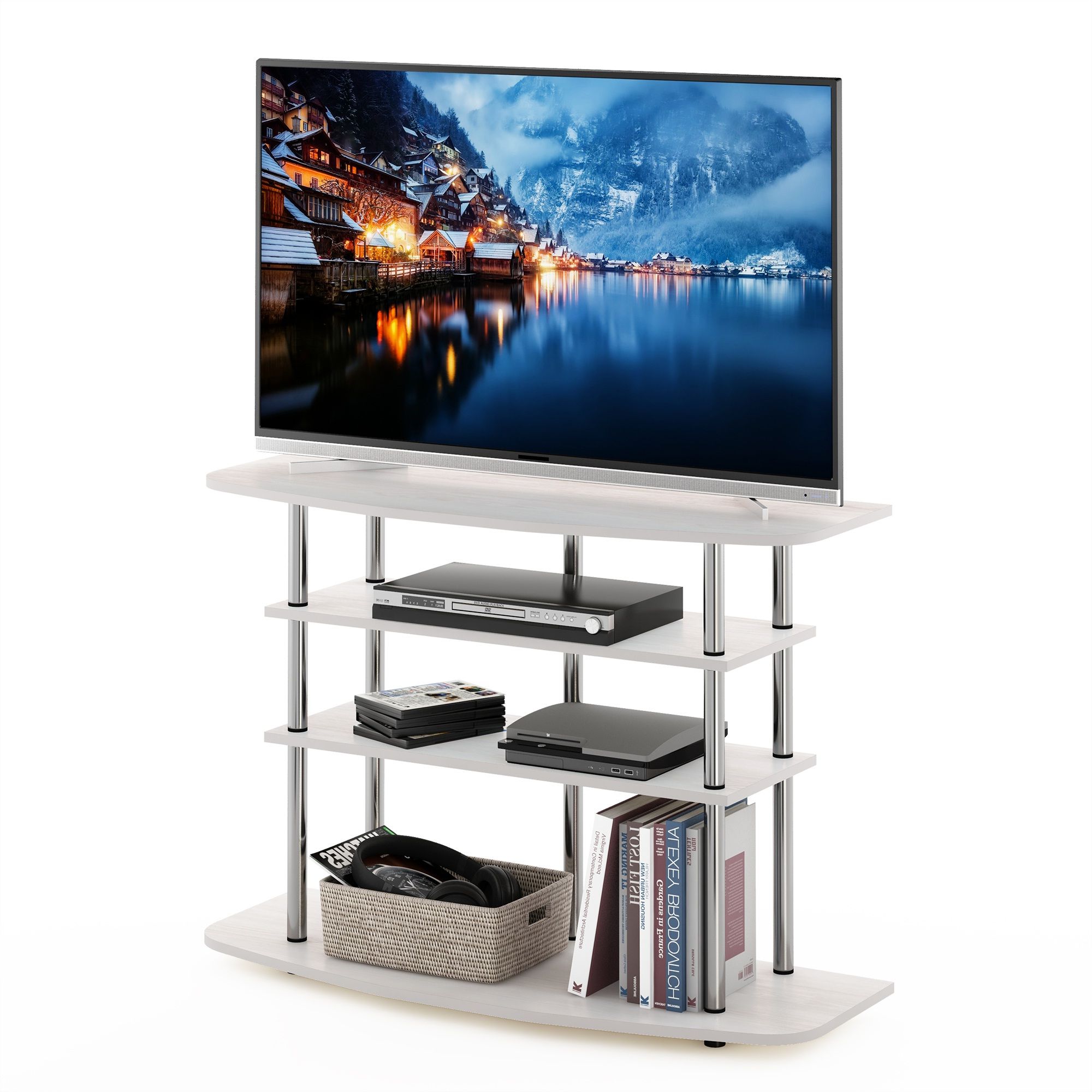 Furinno Frans Turn N Tube 4 Tier Tv Stand For Tv Up To 46 For Furinno Jaya Large Tv Stands With Storage Bin (Gallery 9 of 20)