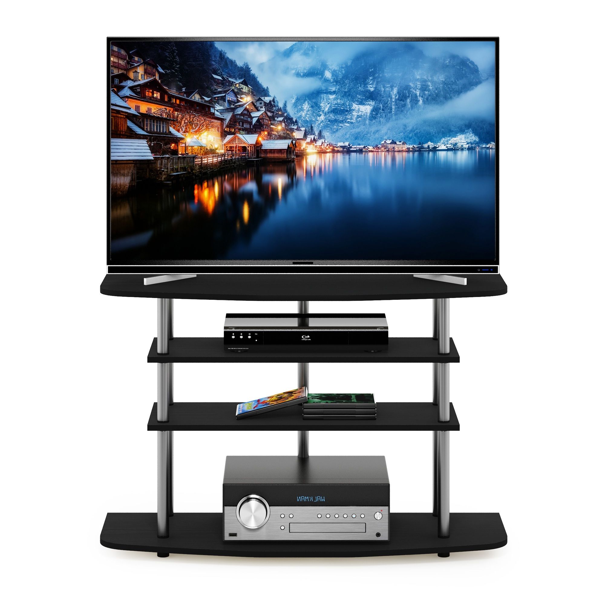 Furinno Frans Turn N Tube 4 Tier Tv Stand For Tv Up To 46 Within Furinno Jaya Large Tv Stands With Storage Bin (Gallery 15 of 20)