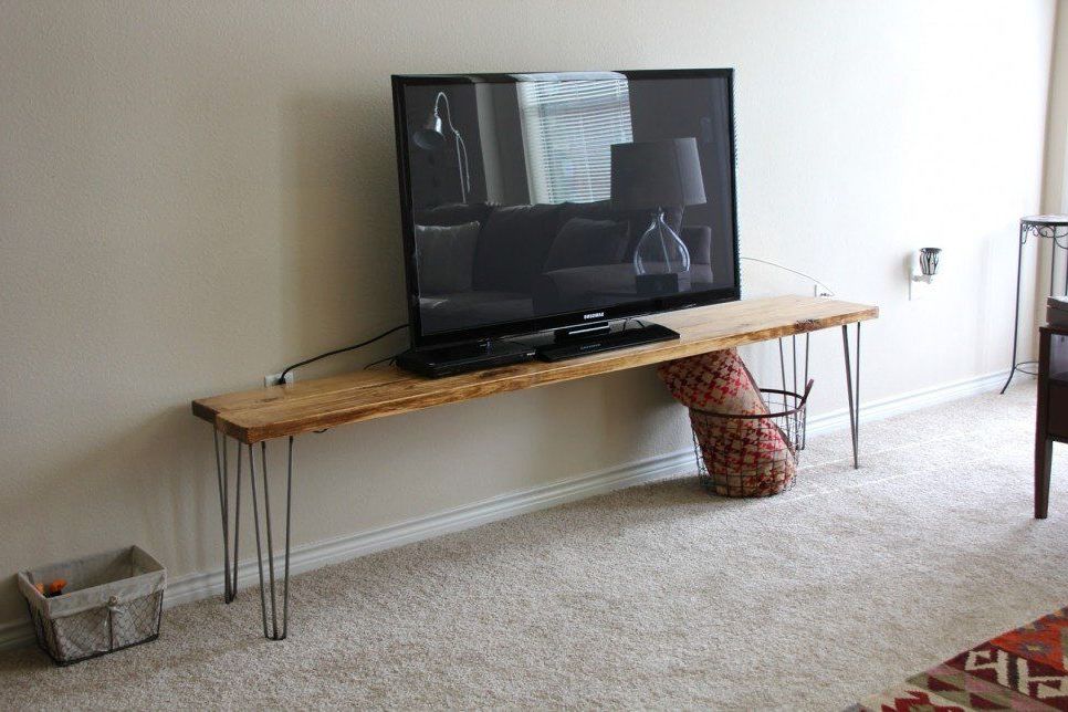 Furniture, Cool Diy Narrow Wood Industrial Tv Stands With Within Industrial Tv Stands With Metal Legs Rustic Brown (View 4 of 20)