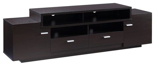 Furniture Of America Braswell Wood 72 Inch Multi Storage Regarding Alden Design Wooden Tv Stands With Storage Cabinet Espresso (View 9 of 20)