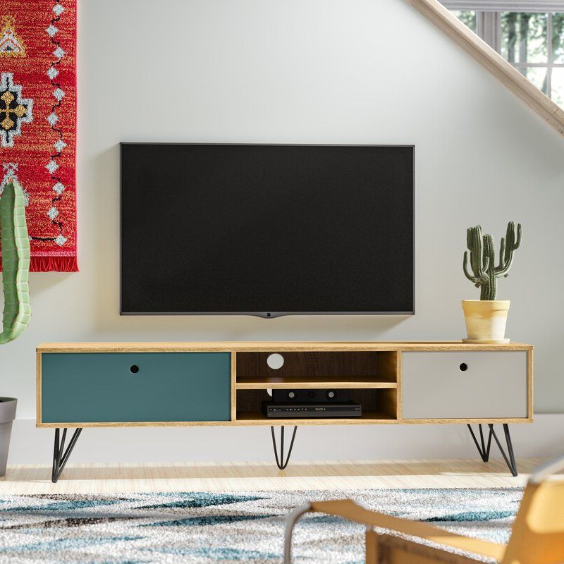 George Oliver Amalia Industrial Low Wide Tv Stand For Tvs Throughout Indi Wide Tv Stands (Gallery 20 of 20)