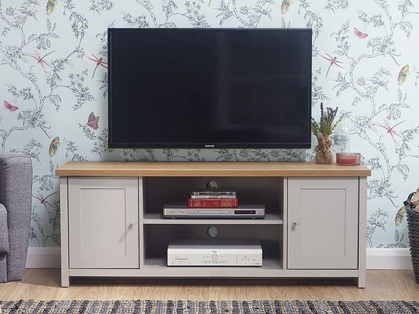 Gfw Lancaster Grey And Oak 2 Door Large Tv Cabinet (flat Regarding Lancaster Small Tv Stands (View 4 of 20)