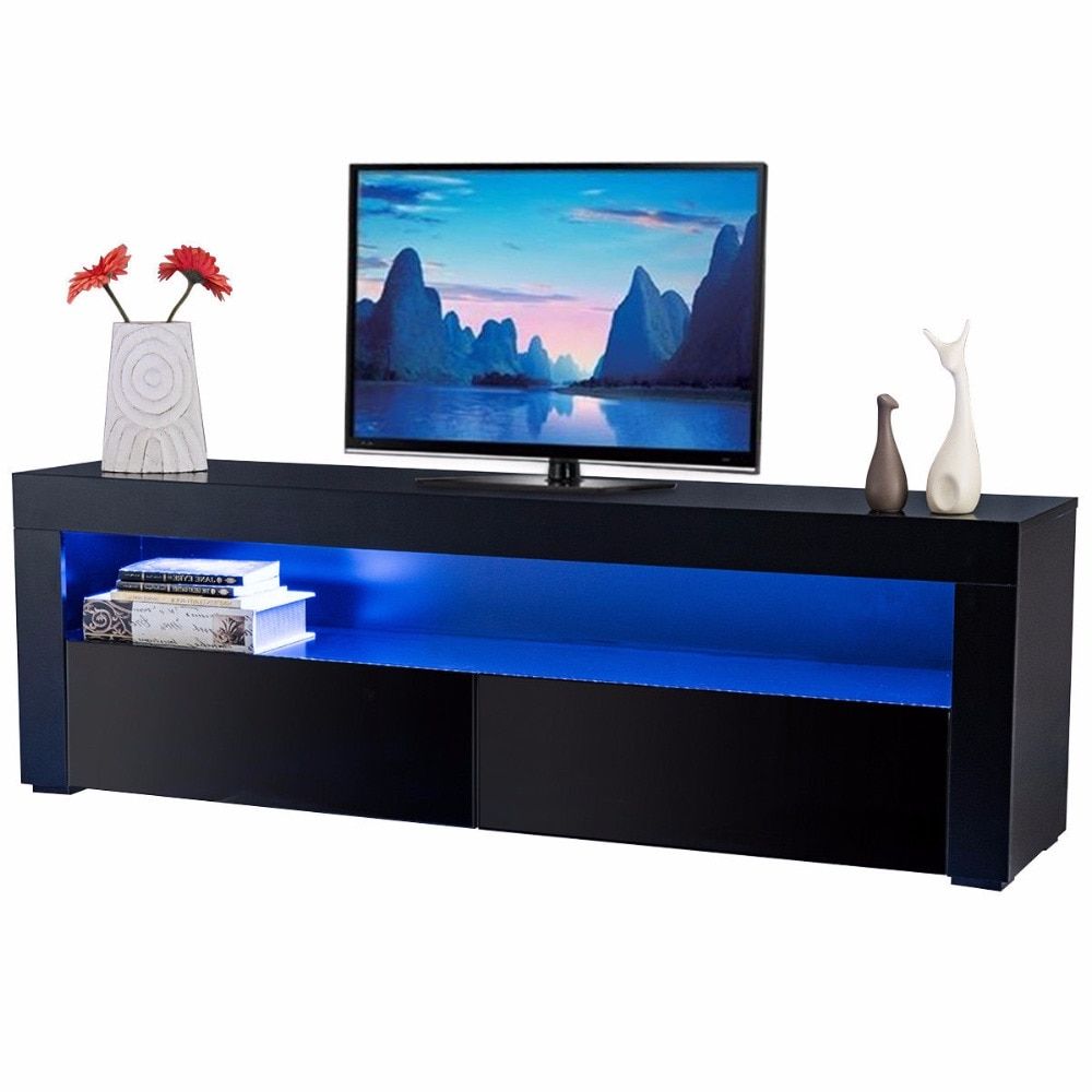 Giantex Led Tv Stand Unit Cabinet Wood Console Table With Inside Tv Stands With Drawer And Cabinets (Gallery 19 of 20)