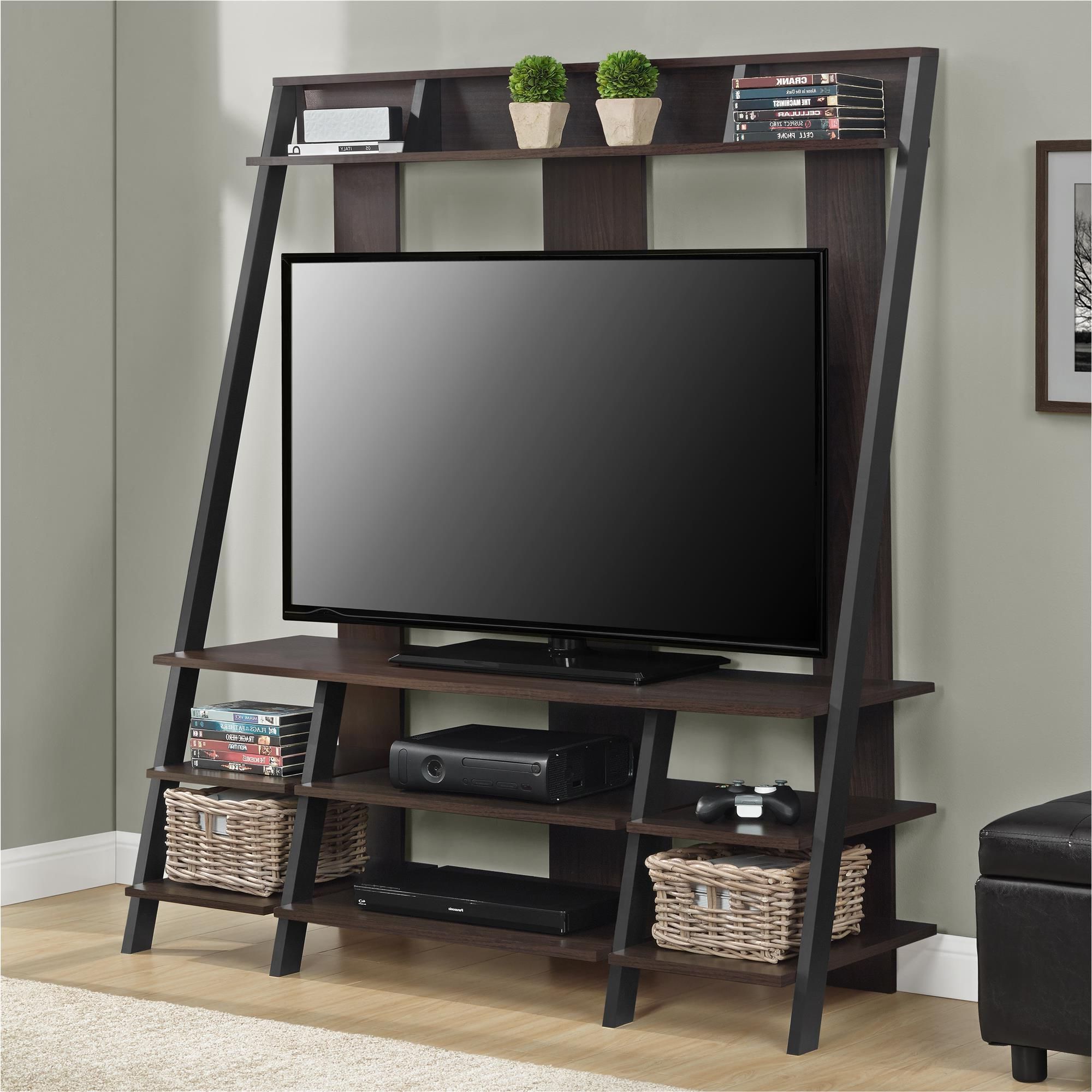 Gorgeous, Ladder Style Home Entertainment Center With With Tiva Oak Ladder Tv Stands (View 5 of 20)