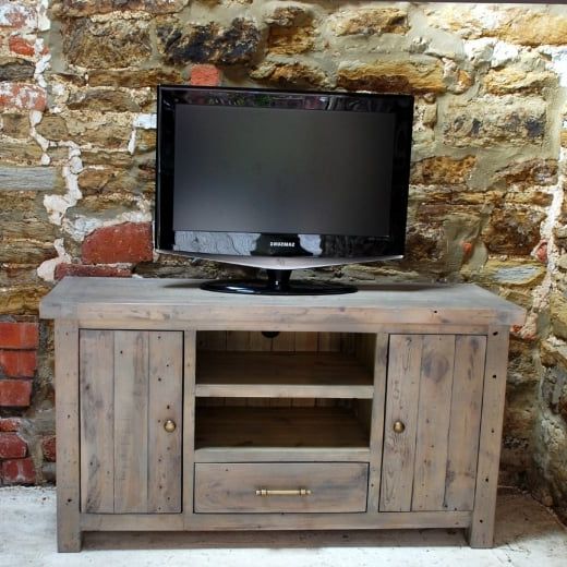 Grey Washed Rustic Recycled Wood Tv Unit From Curiosity For Tv Stands With Table Storage Cabinet In Rustic Gray Wash (Gallery 15 of 20)