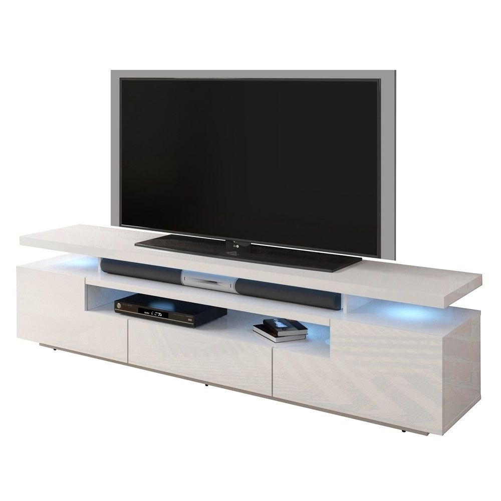 Handys Canby 77 Inch High Gloss Tv Stand With Led Lights Throughout Ktaxon Modern High Gloss Tv Stands With Led Drawer And Shelves (Gallery 3 of 20)