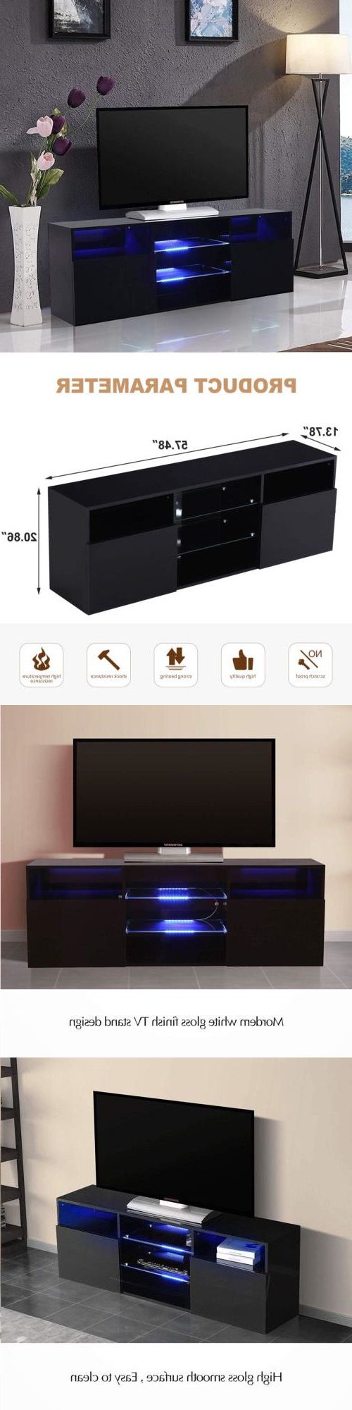 High Gloss Black Led Tv Stand Unit Cabinet 2 Shelves 2 In 47" Tv Stands High Gloss Tv Cabinet With 2 Drawers (Gallery 11 of 20)