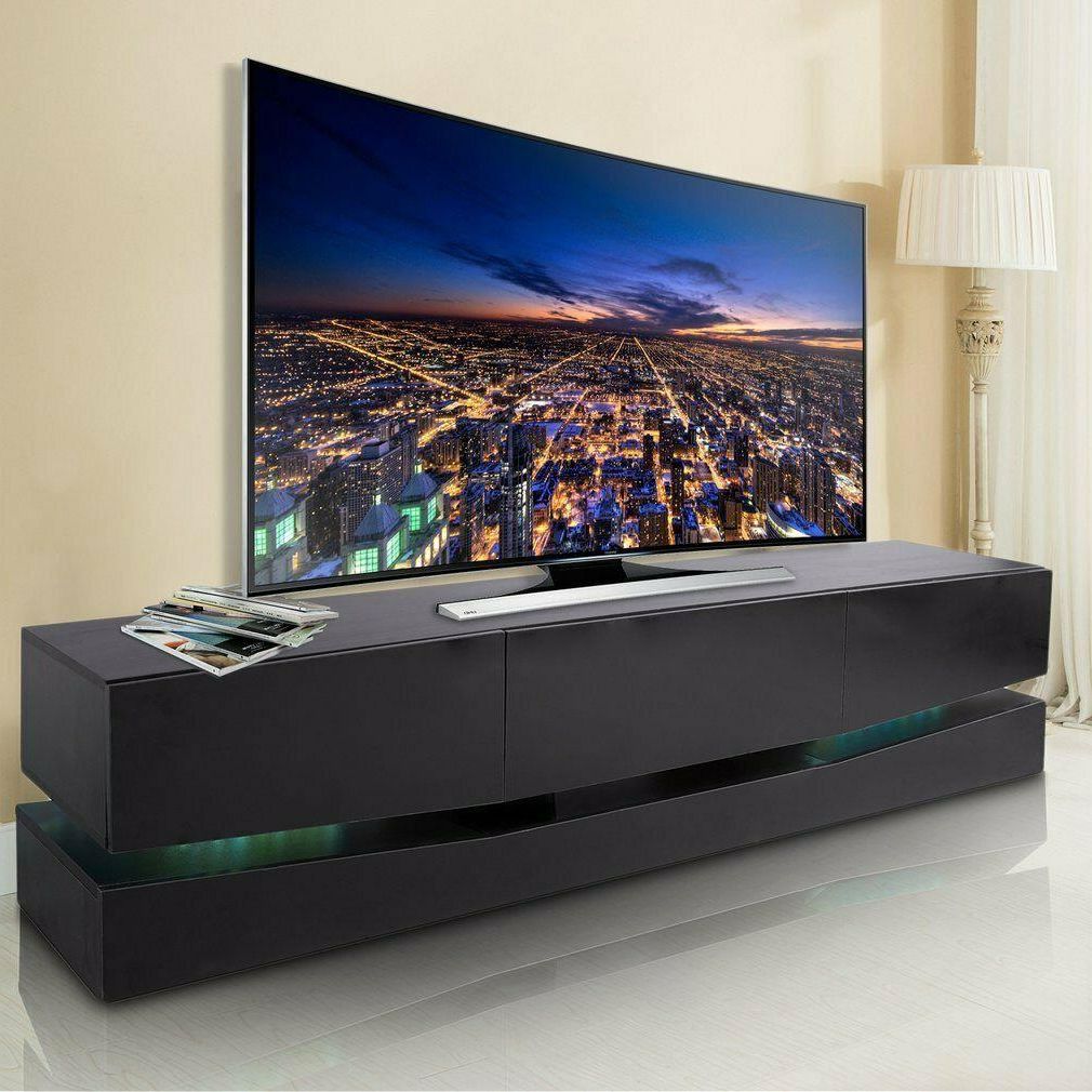 High Gloss Rgb Led Light Floating Tv Stand Unit Console Intended For Ezlynn Floating Tv Stands For Tvs Up To 75&quot; (Gallery 19 of 20)