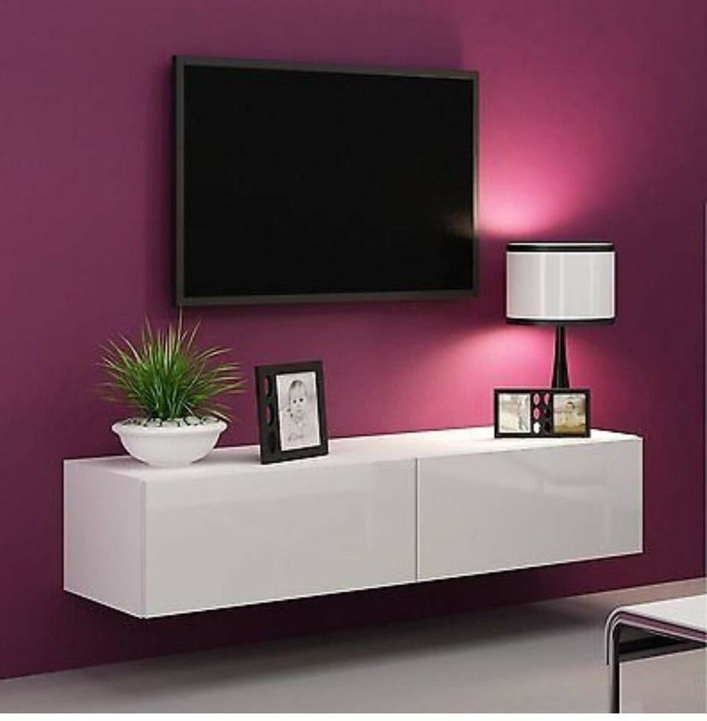 High Gloss Tv Stand Cabinet Led Light Choice Floating Wall Within Carbon Tv Unit Stands (Gallery 15 of 20)