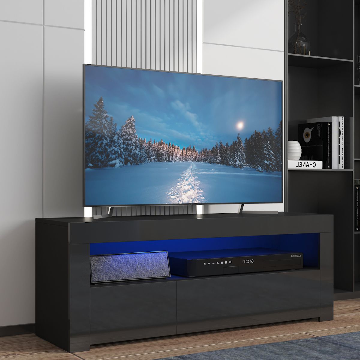 High Gloss Tv Stand For Tvs Up To 55'', With 16 Color Led For Ktaxon Modern High Gloss Tv Stands With Led Drawer And Shelves (Gallery 19 of 20)