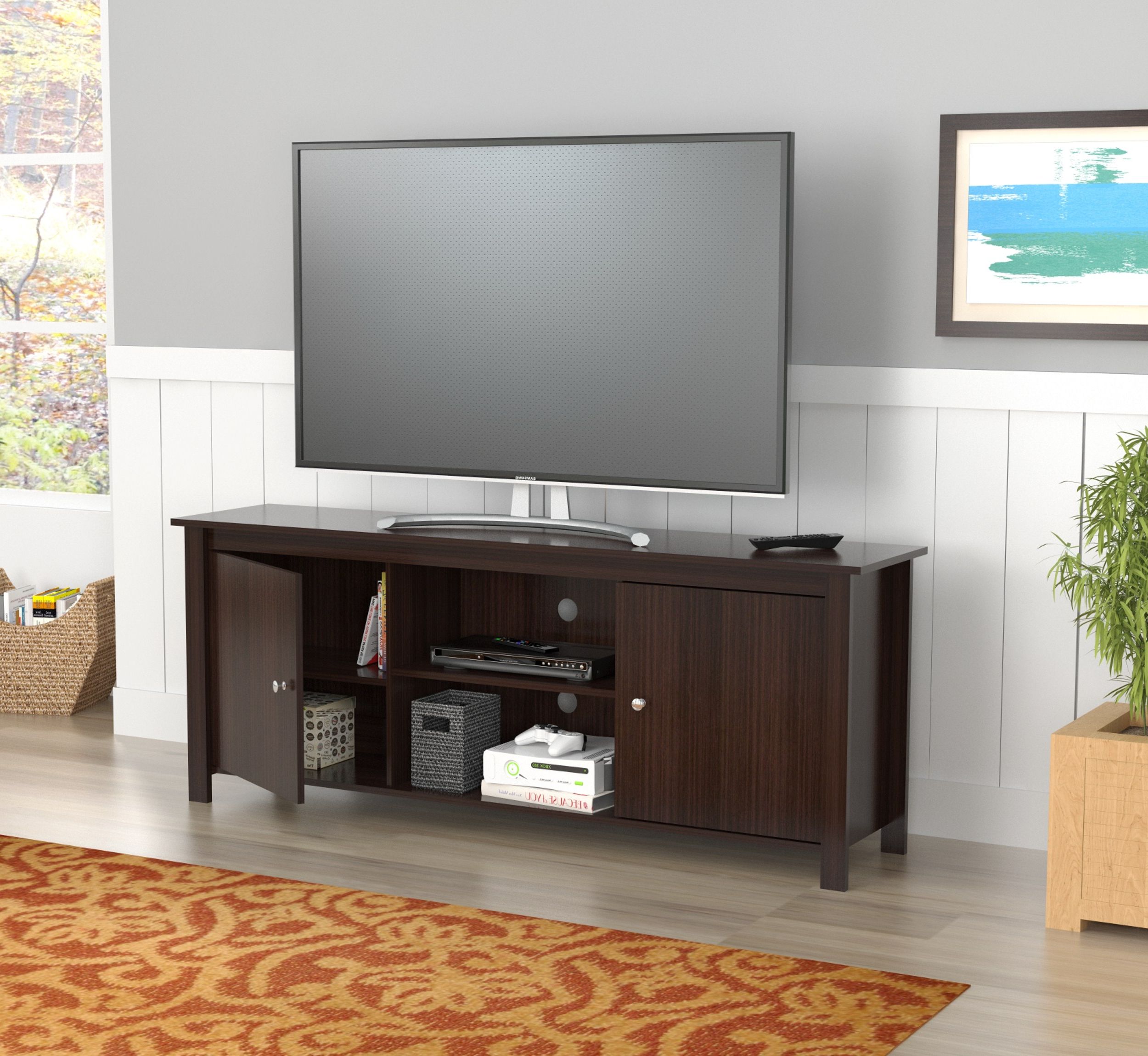 Inval Contemporary Espresso 60 Inch Tv Stand – Walmart Within Evelynn Tv Stands For Tvs Up To 60&quot; (View 13 of 20)