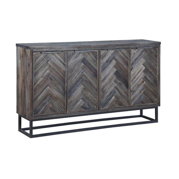 Kaelyn Credenza & Reviews | Allmodern | Wood Credenza For Media Console Cabinet Tv Stands With Hidden Storage Herringbone Pattern Wood Metal (View 9 of 20)