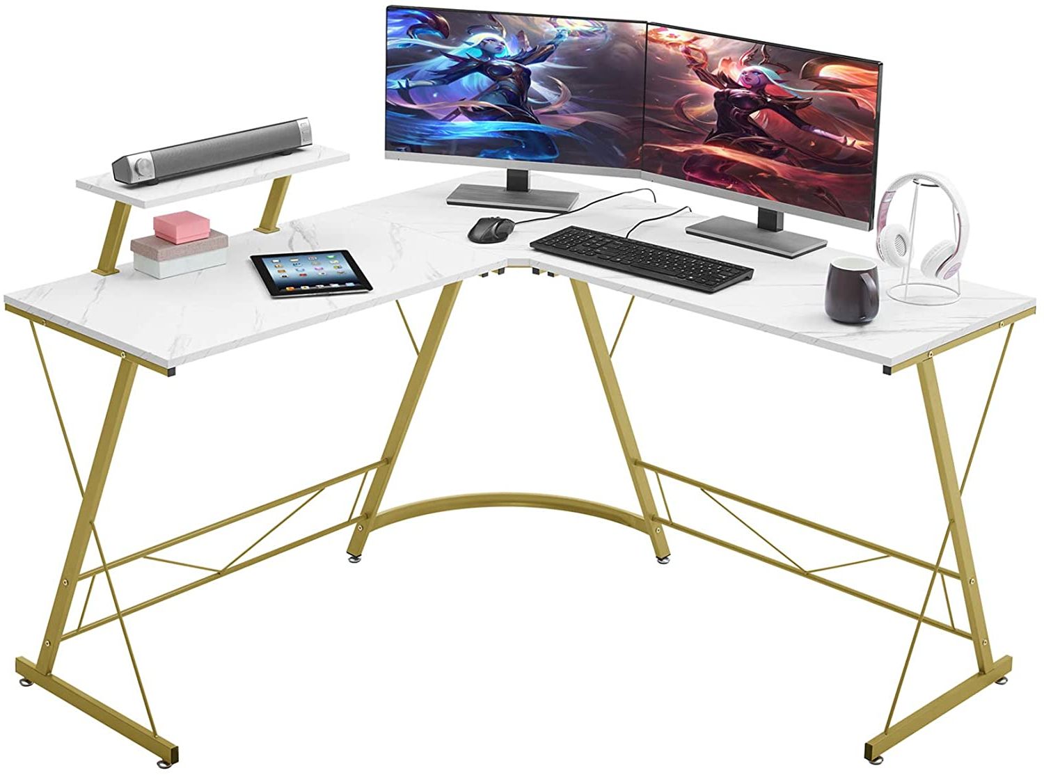 L Shaped Desk 50.8" Computer Corner Desk, Home Gaming Desk Regarding Space Saving Gaming Storage Tv Stands (Gallery 19 of 20)