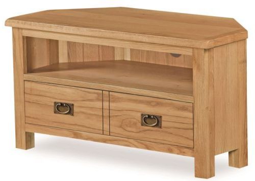 Lanner Oak Corner Tv Stand Unit Media Rustic Solid Wood In Manhattan Compact Tv Unit Stands (Gallery 8 of 20)