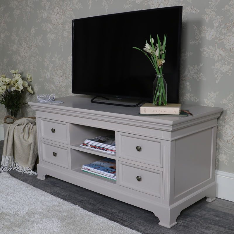 Large Tv/media Cabinet Daventry Grey Range – Melody Maison® Pertaining To Scandi 2 Drawer Grey Tv Media Unit Stands (Gallery 5 of 20)