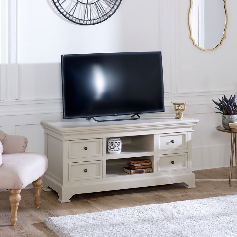 Large Tv/media Cabinet – Daventry Taupe Grey Range | Flora Throughout Scandi 2 Drawer Grey Tv Media Unit Stands (View 11 of 20)