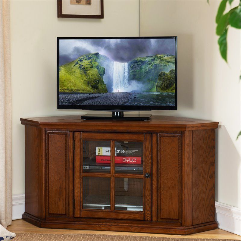 Leick Furniture 46" Corner Tv Stand In Burnished Oak With Regard To Dillon Tv Stands Oak (Gallery 1 of 20)