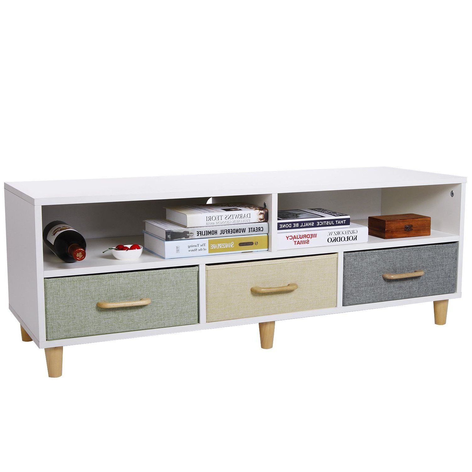 Lifewit Wood Tv Stand Tv Storage Console Contemporary For Scandi 2 Drawer White Tv Media Unit Stands (Gallery 20 of 20)