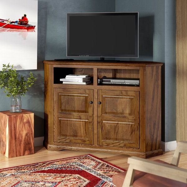 Loon Peak® Glastonbury Solid Wood Corner Tv Stand For Tvs With Regard To Giltner Solid Wood Tv Stands For Tvs Up To 65&quot; (Gallery 11 of 20)