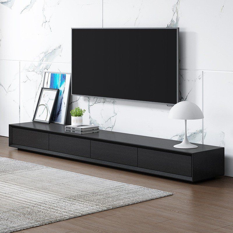 Luxury Modern 71/94 Inch Black Tv Stand Rectangle Media Intended For Petter Tv Media Stands (Gallery 12 of 20)