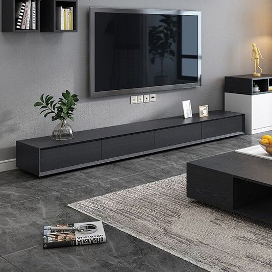 Luxury Modern 71/94 Inch Black Tv Stand Rectangle Media With Regard To Modern Black Tabletop Tv Stands (View 9 of 20)