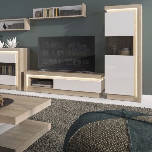 Lyon 1 Drawer Tv Cabinet With Open Shelf (including Led Within Tv Stands With 2 Open Shelves 2 Drawers High Gloss Tv Unis (View 8 of 20)