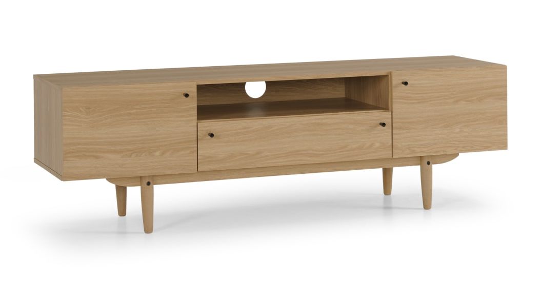 Made Essentials Asger Wide Tv Stand, Oak Effect | Made Intended For Fulton Oak Effect Wide Tv Stands (View 2 of 20)