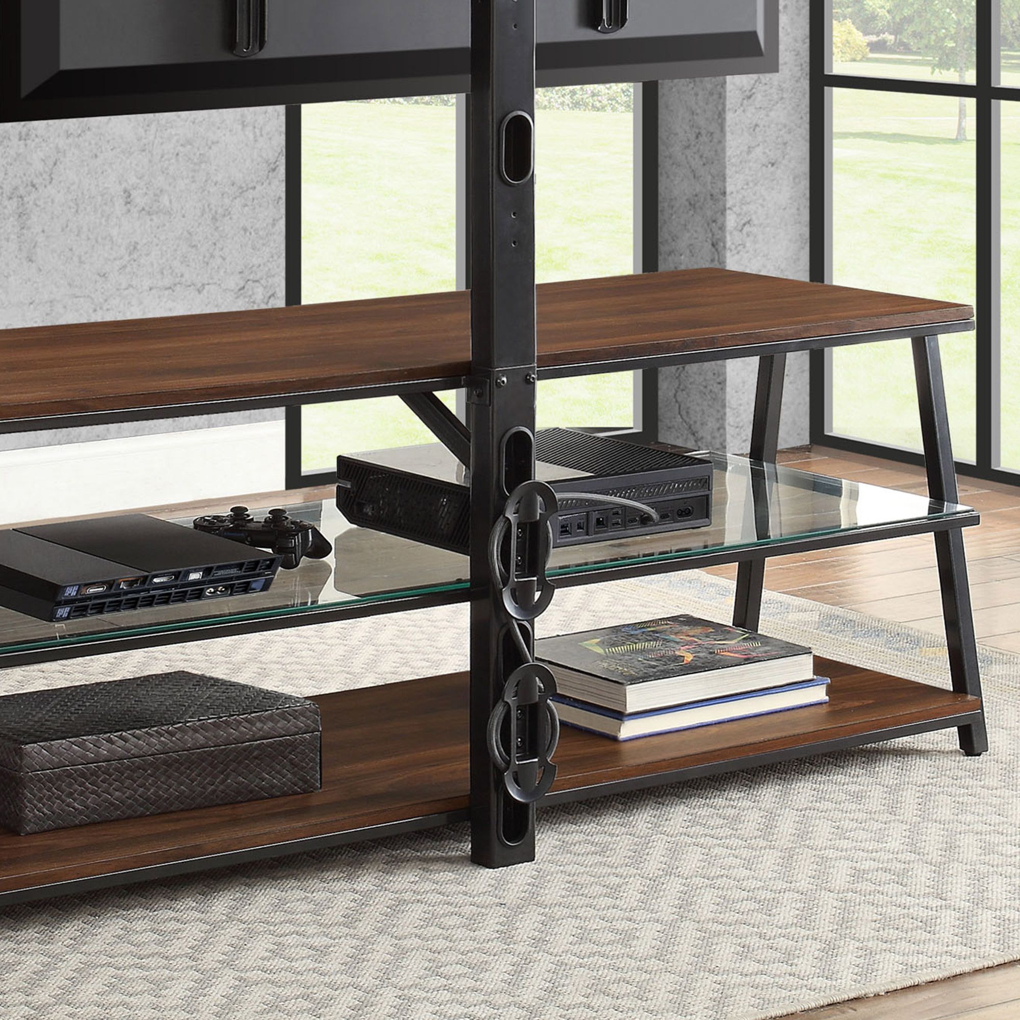 Mainstays Arris 3 In 1 Tv Stand For Televisions Up To 70 For Mainstays Arris 3 In 1 Tv Stands In Canyon Walnut Finish (View 11 of 20)