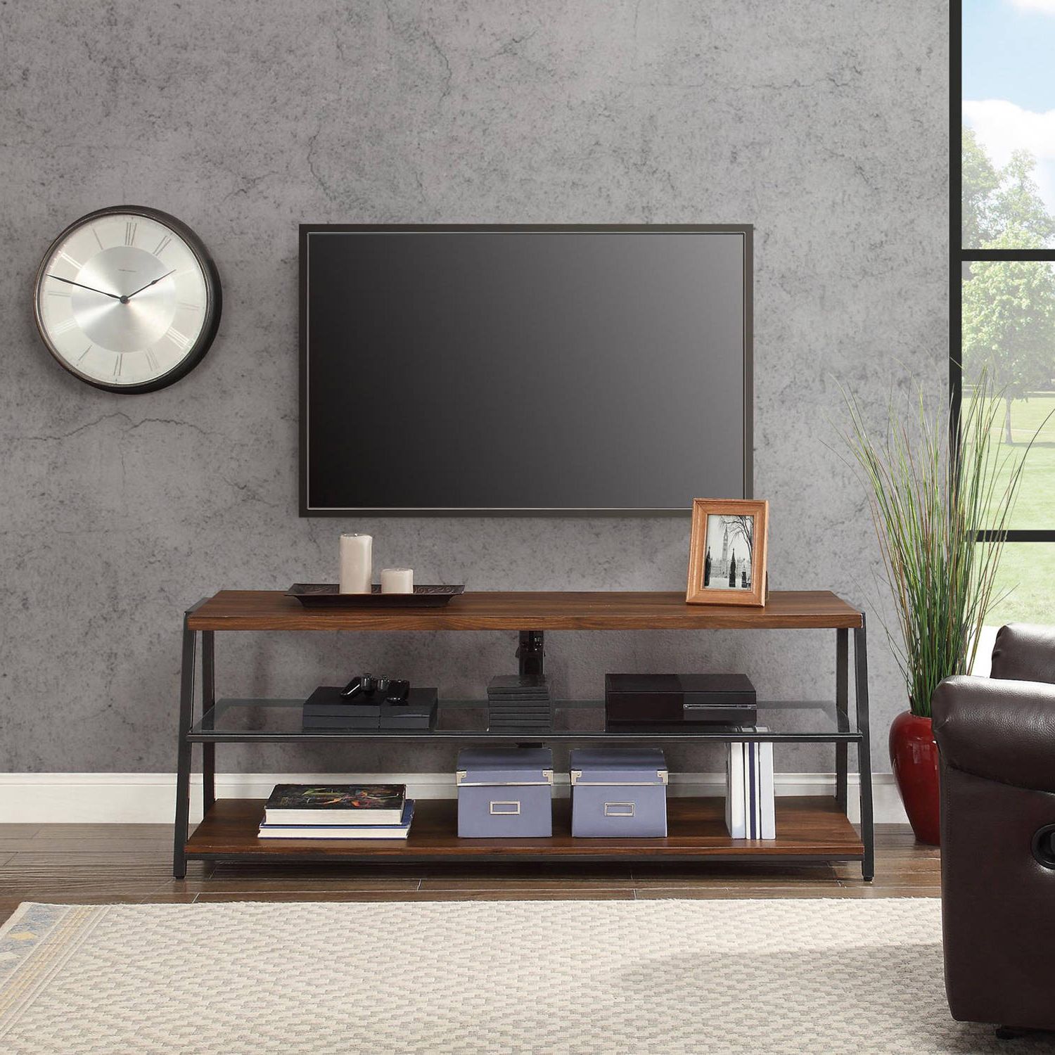 Mainstays Arris 3 In 1 Tv Stand For Televisions Up To 70 With Mainstays Arris 3 In 1 Tv Stands In Canyon Walnut Finish (Gallery 4 of 20)