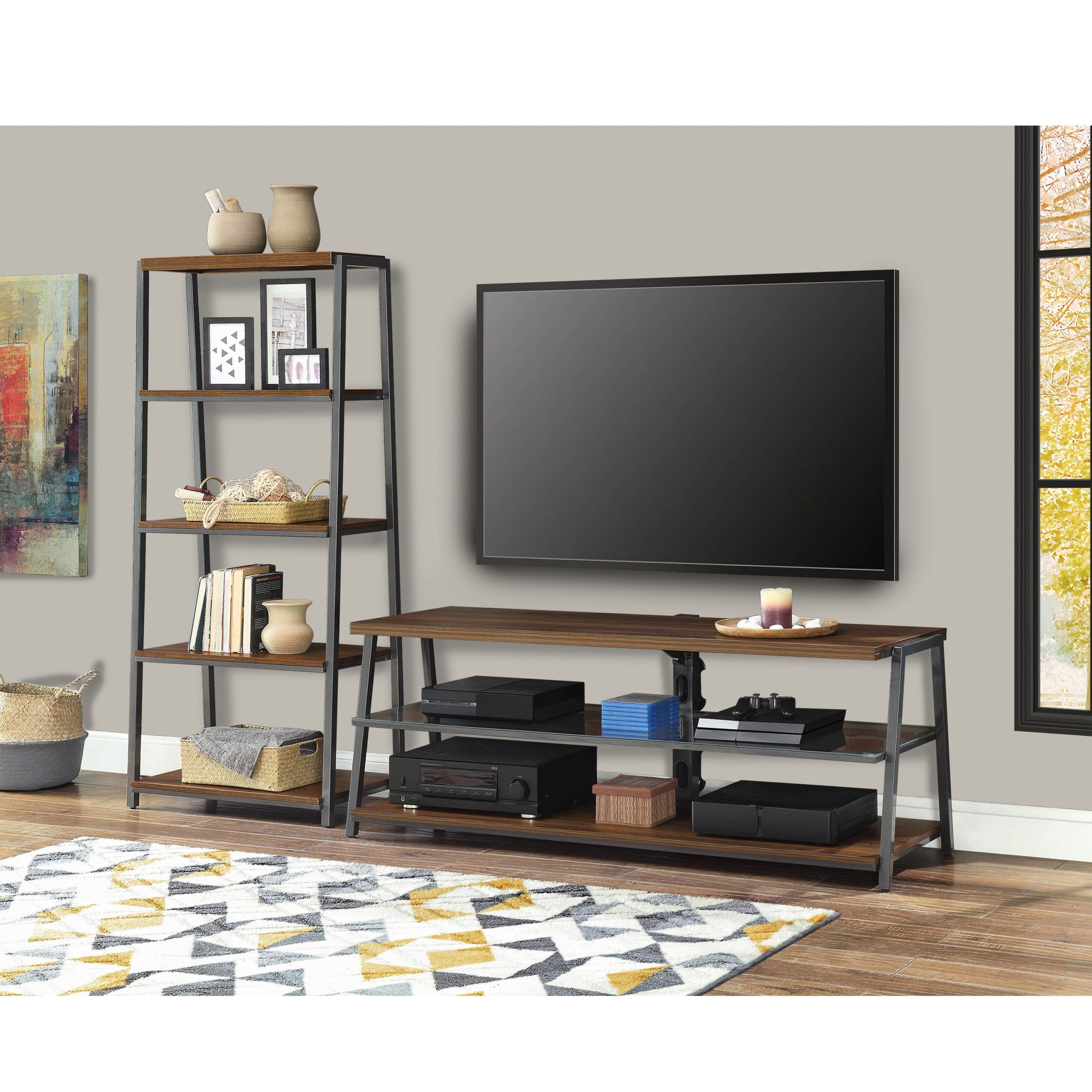 Mainstays Arris Tv Stand For 70" Flat Panel Tvs And 4 Intended For Mainstays Arris 3 In 1 Tv Stands In Canyon Walnut Finish (View 8 of 20)