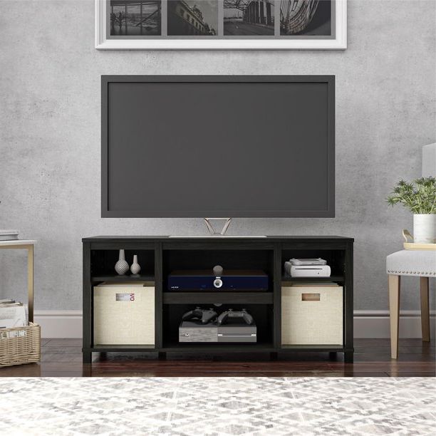 Mainstays Parsons Cubby Tv Stand For Tvs Up To 50", True Intended For Mainstays 3 Door Tv Stands Console In Multiple Colors (Gallery 1 of 20)