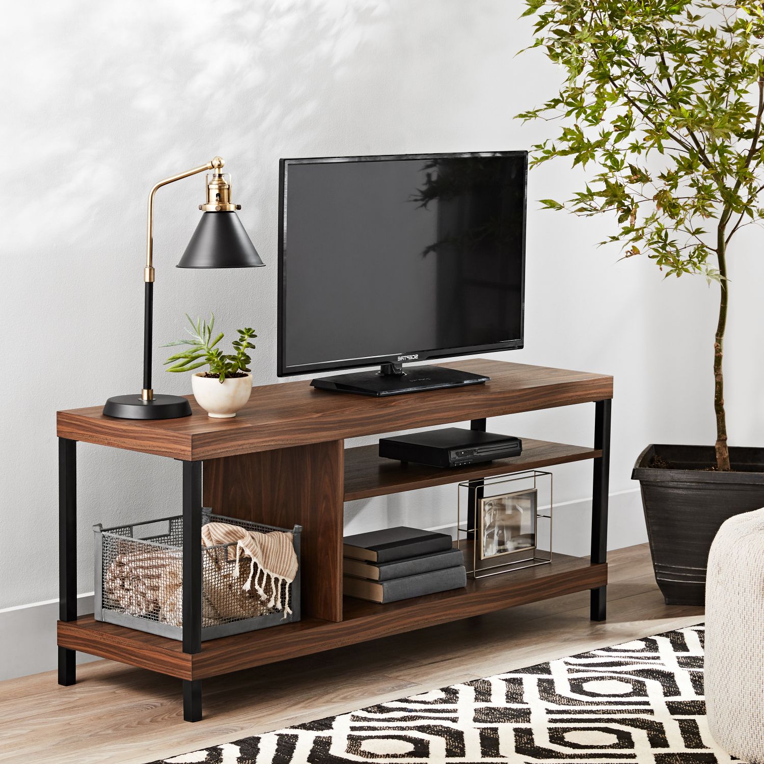 Mainstays Sumpter Park Collection Media Tv Stand For Tvs With Regard To Canyon Oak Tv Stands (Gallery 8 of 20)
