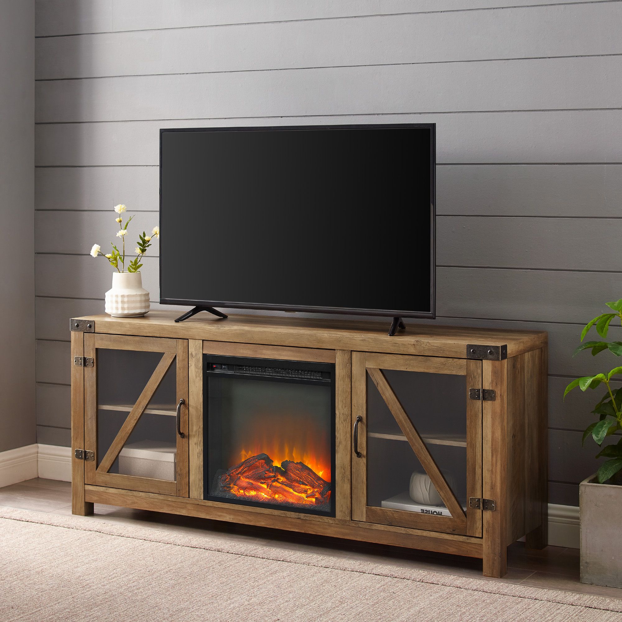 Manor Park Fireplace Tv Stand For Tvs Up To 65", Reclaimed Intended For Sahika Tv Stands For Tvs Up To 55&quot; (View 15 of 20)